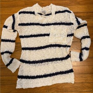 Tobi Striped Knit Sweater - White and Navy